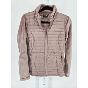 32 Degrees Heat women's taupe mixed media plush faux fur down jacket Sz S